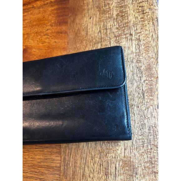 Vintage Monsac Original Leather Trifold Wallet with Snap Closure Black - Picture 7 of 10